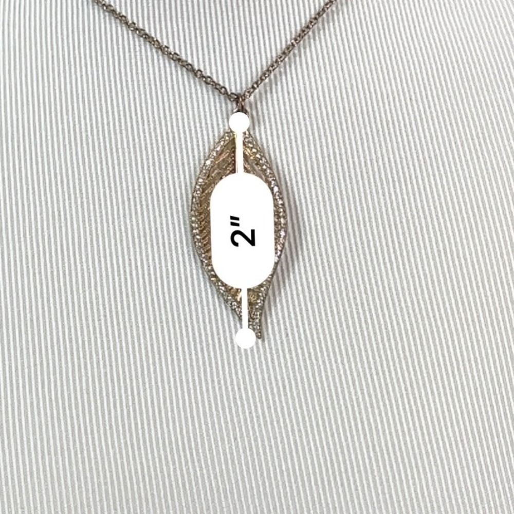 Aldo Leaf Pendant Necklace Antique Gold Tone Pave Rhinestone Long Necklace - Picture 7 of 9